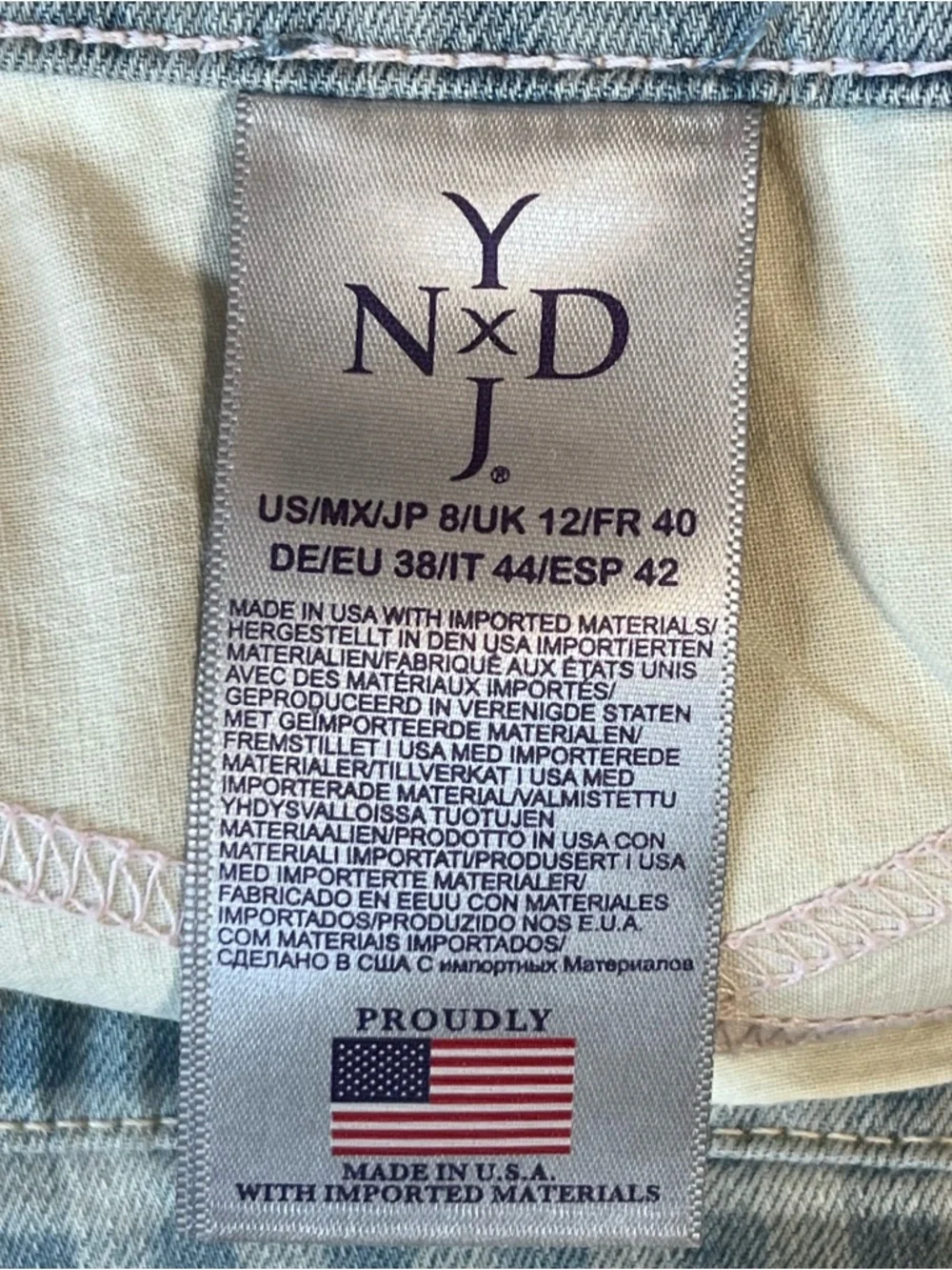 NYDJ Women’s Sz 8 Blue Gingham High Rise Karen Capri Denim Jeans Stretch - Picture 15 of 16